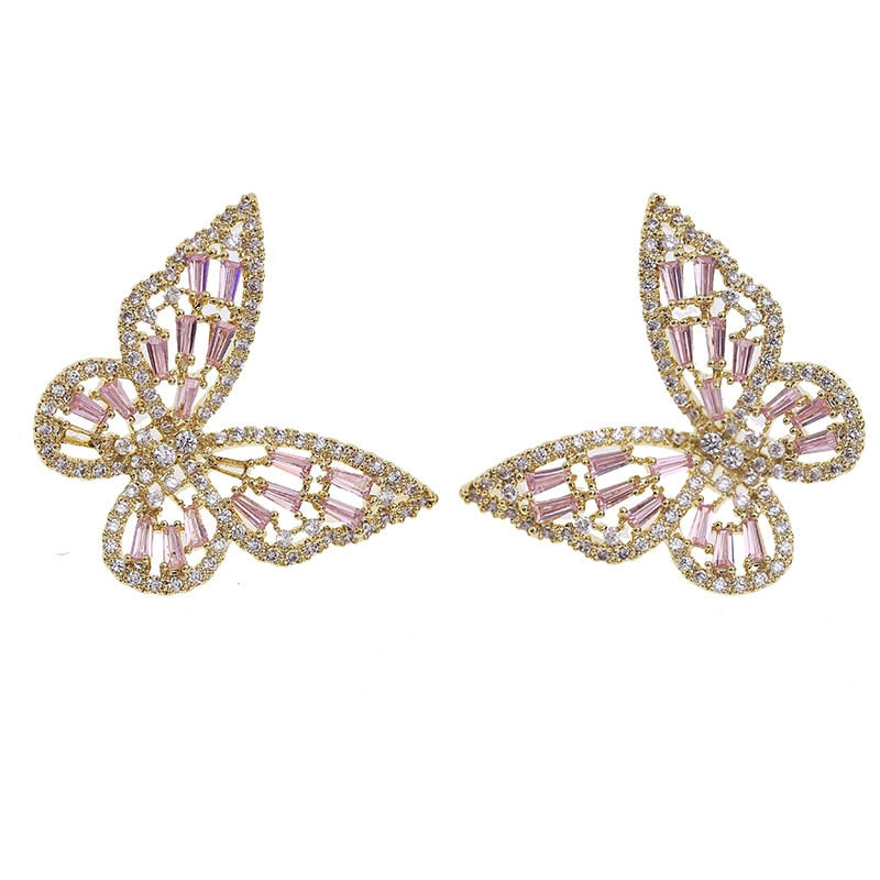 Big Butterfly Gold Earring - Orchid Unique