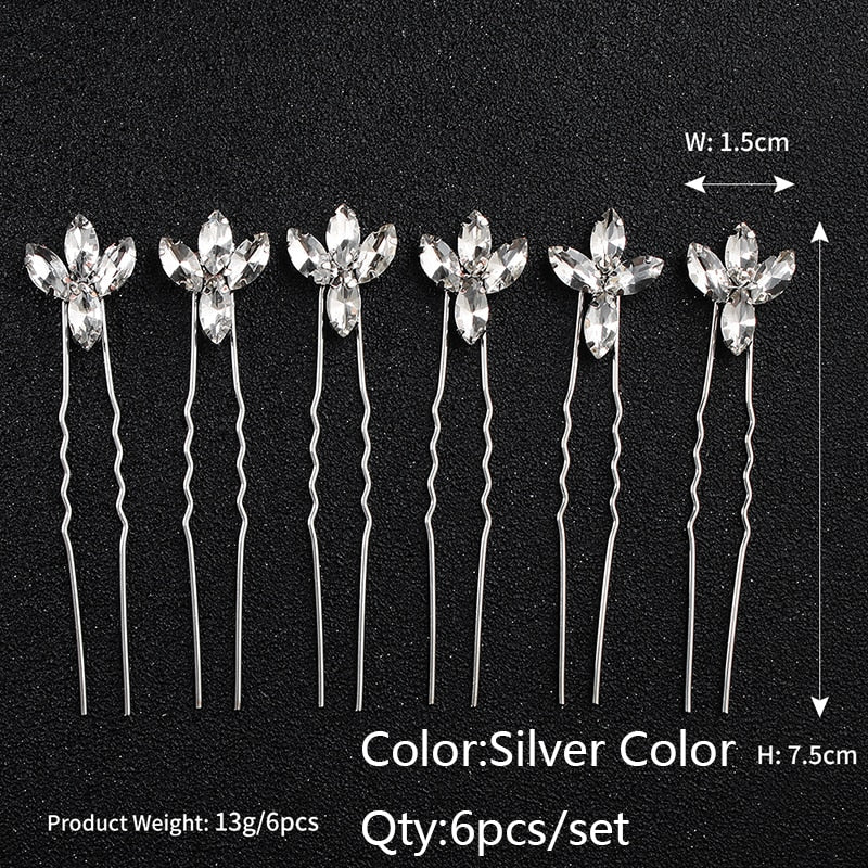 Efily Bridal Wedding Hair Accessories Rhinestone Hair Pins Forks for Women Pearl Hairpins Bride Headpiece Party Jewelry Gift - Orchid Unique