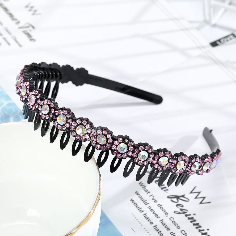 Hairbands Bezel Colorful Rhinestone - Orchid Unique