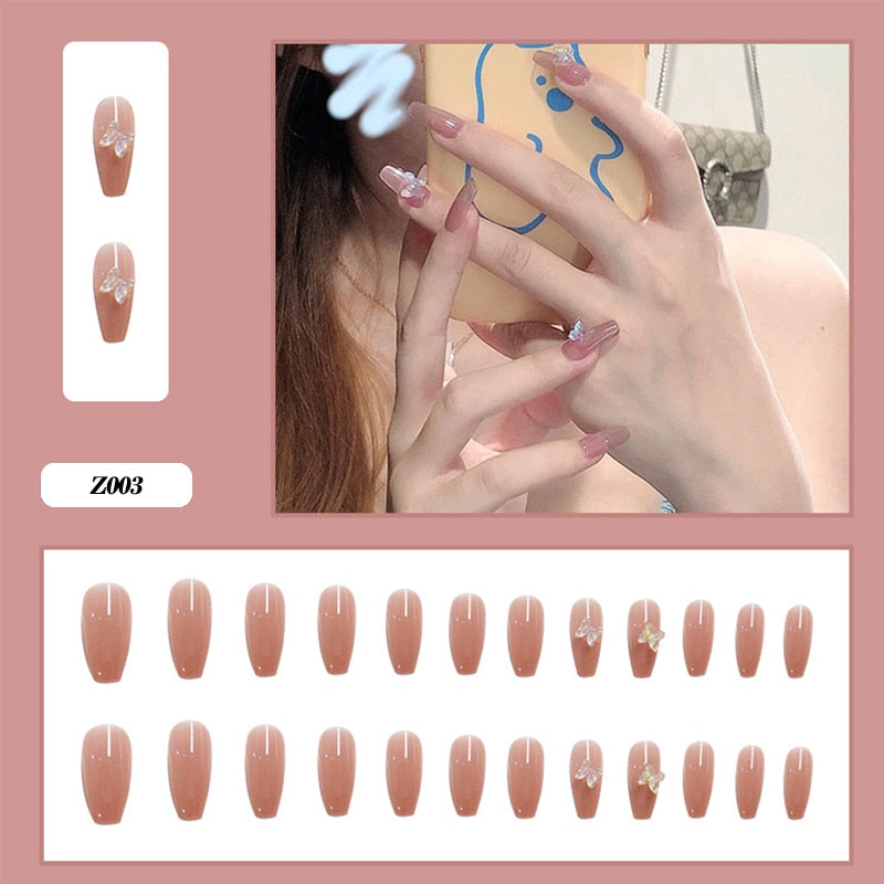 Glitter Butterfly False Nails - Orchid Unique