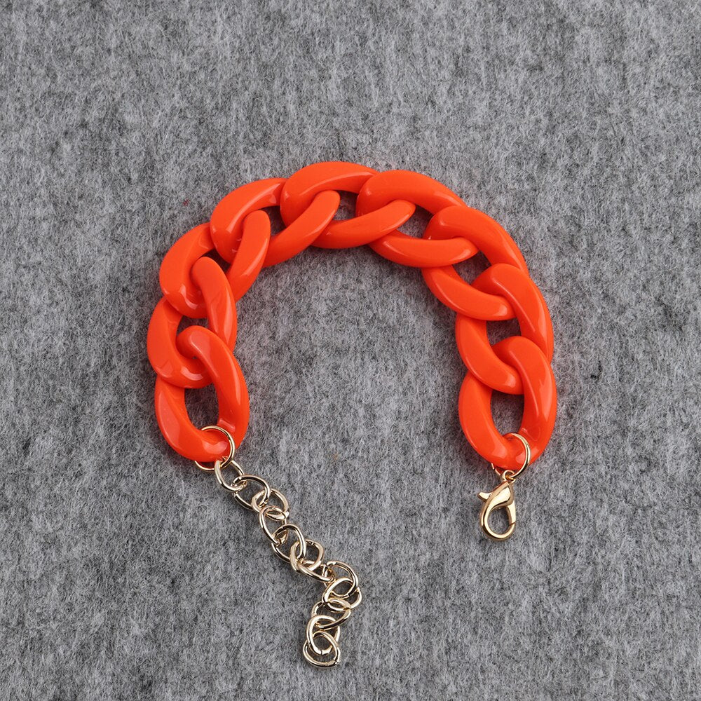 Colorful Acrylic Thick Chain Bracelets - Orchid Unique