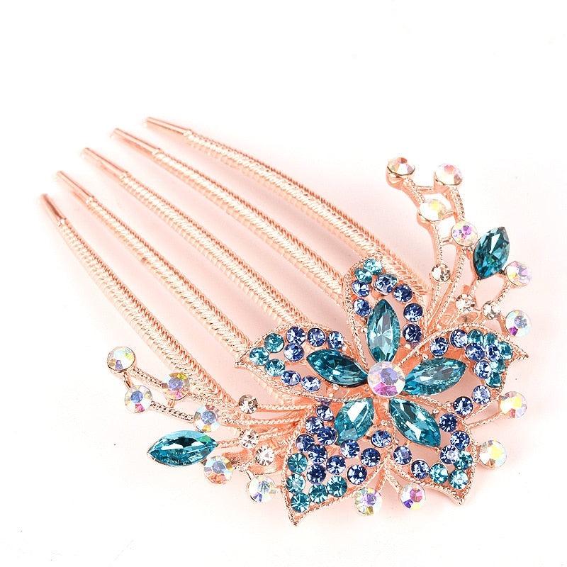 Austrian Rhinestone Hair Comb - Orchid Unique