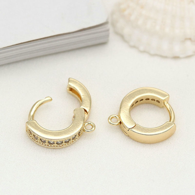 Hoop Hooks Earring 14k Gold Plated Inlaid Zircon - Orchid Unique