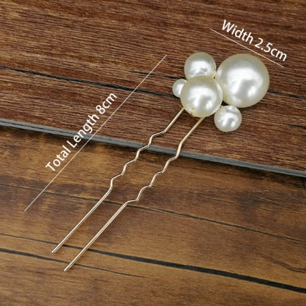 Women U-shaped Pin Metal Barrette Clip Hairpins Simulated Pearl Bridal Tiara Hair Accessories Wedding Hairstyle Design Tools - Orchid Unique