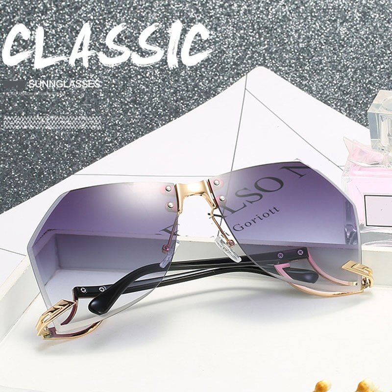 Irregular Rimless Sunglasses - Orchid Unique