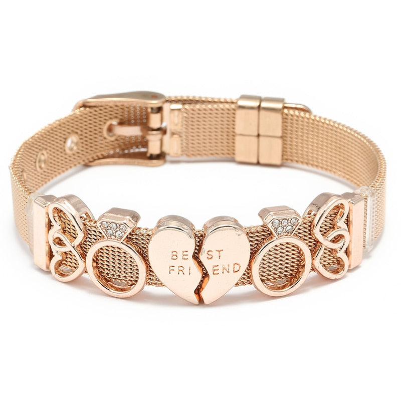 Crystal Heart Anchor Charm Fine Bracelet - Orchid Unique