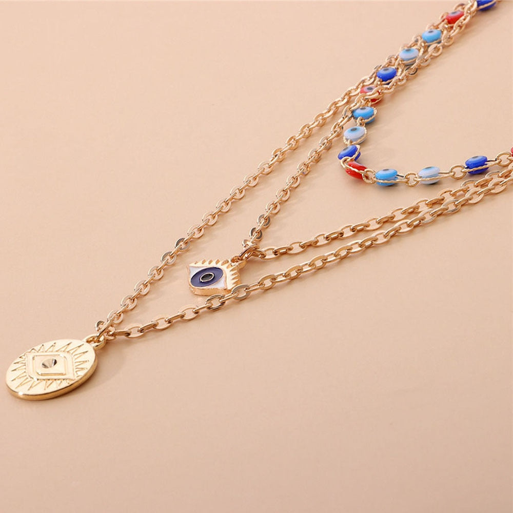 Turkish Evil Eyes Multilayer Necklaces - Orchid Unique