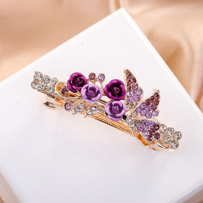 Crystalline rhinestone hairpin - Orchid Unique