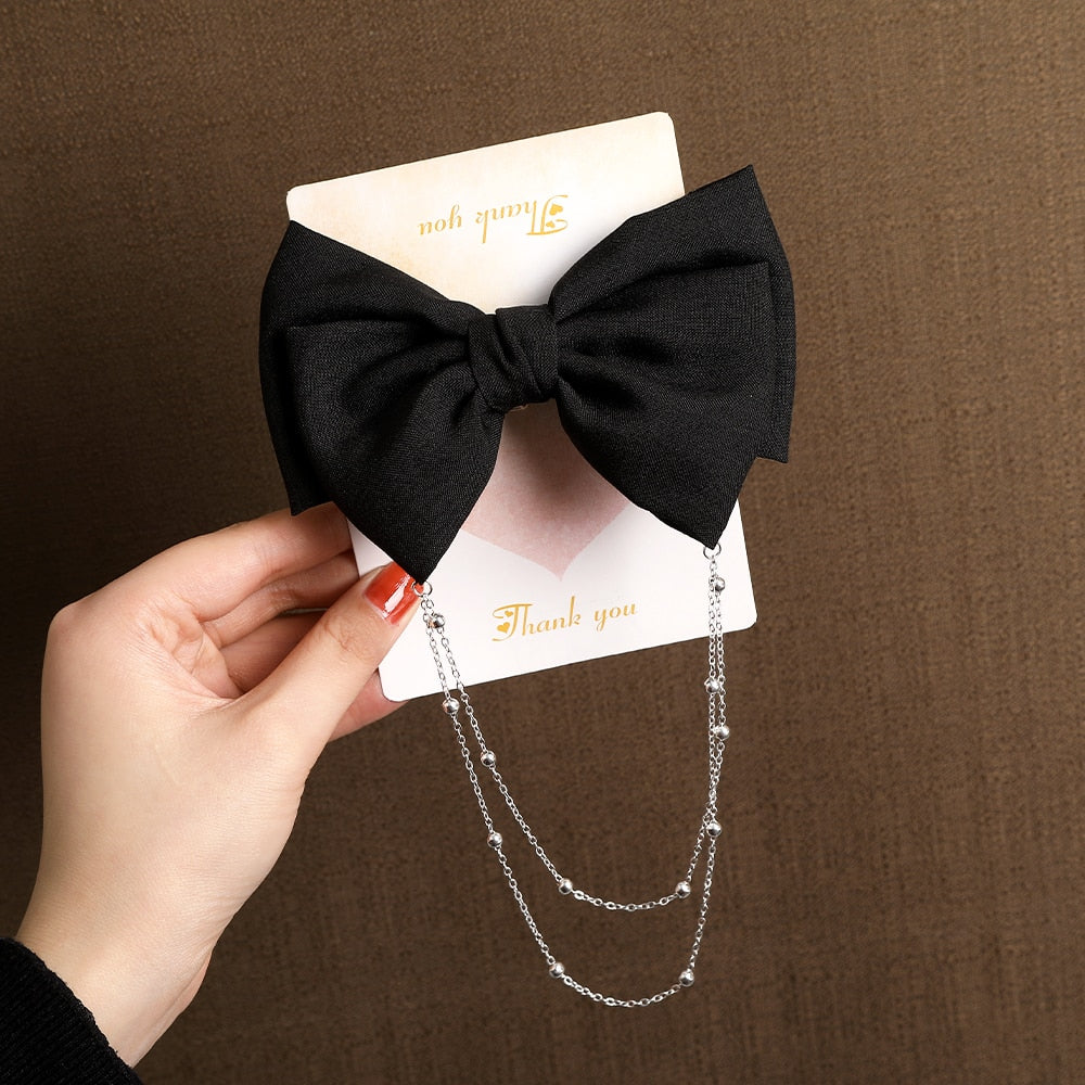 Vintage Bow Pearl Chain Hairpins - Orchid Unique