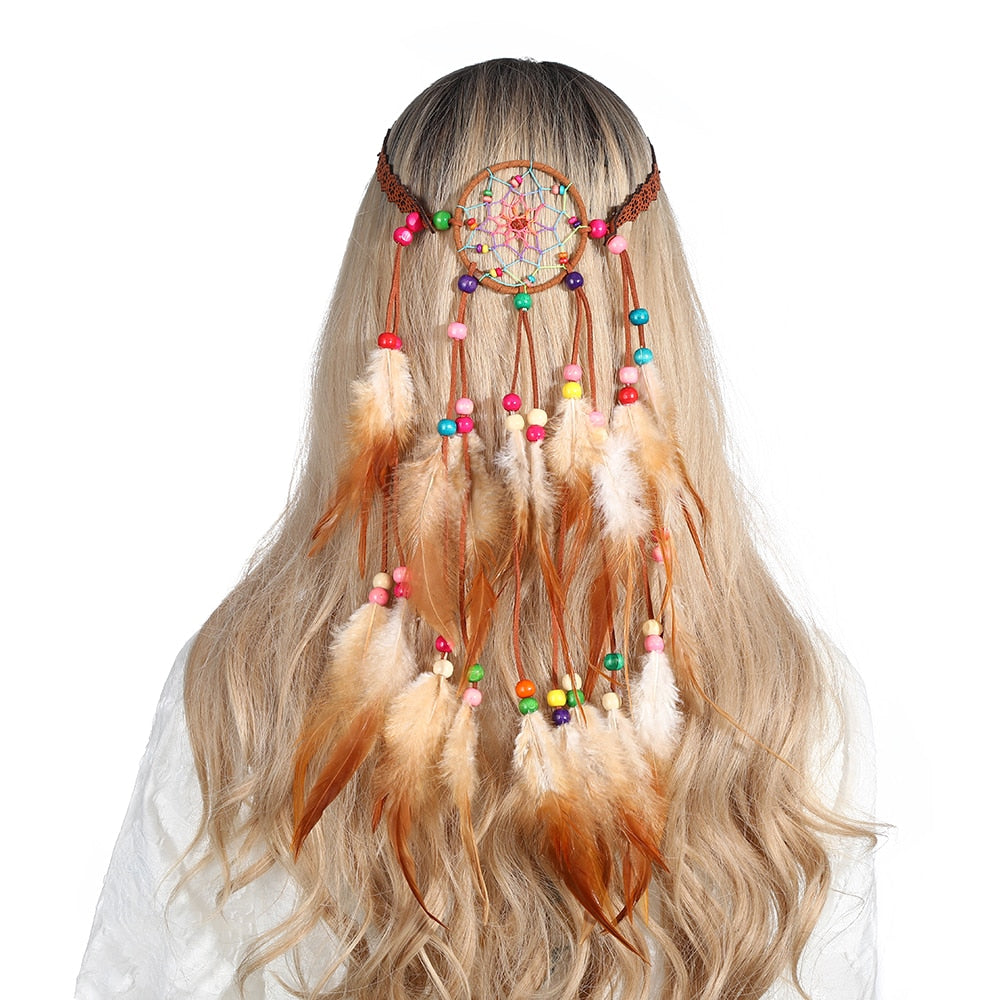 Festival Boho Feather Headband - Orchid Unique