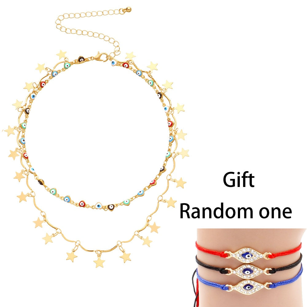 Turkish Evil Eyes Multilayer Necklaces - Orchid Unique