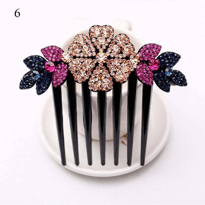 Crystal Flower Hair Combs - Orchid Unique