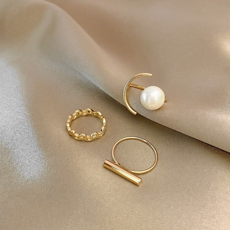 TRENDY Rings Pearl Moon 14 Gold Plated - Orchid Unique