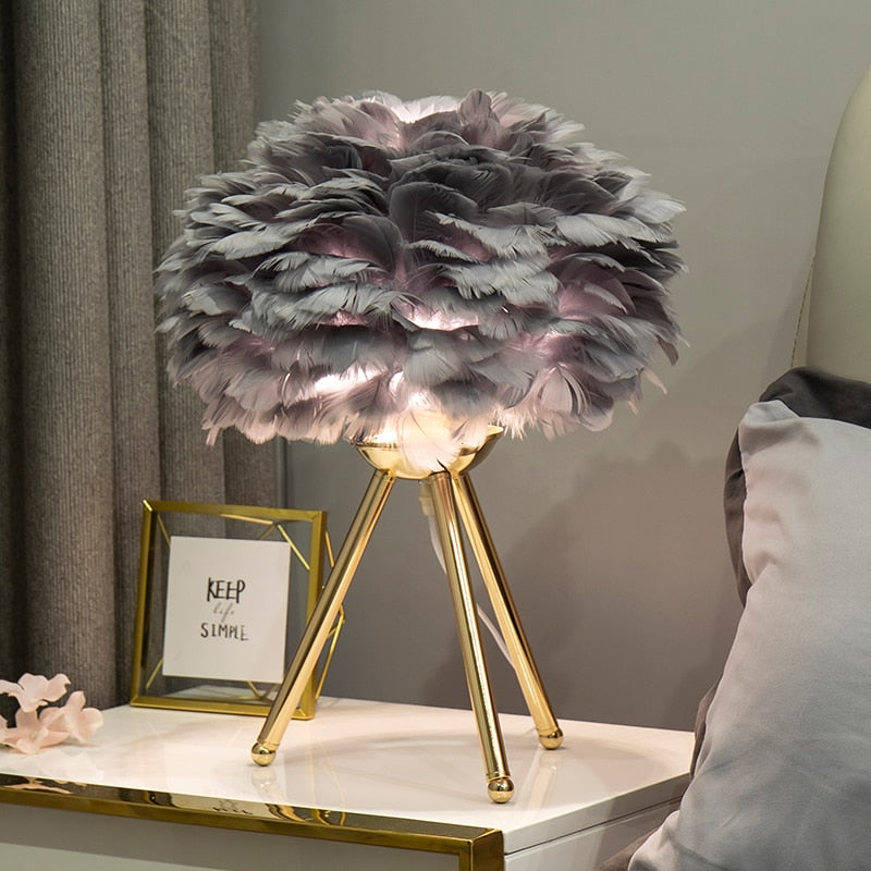 Feather Bedroom Table Lamp - Orchid Unique