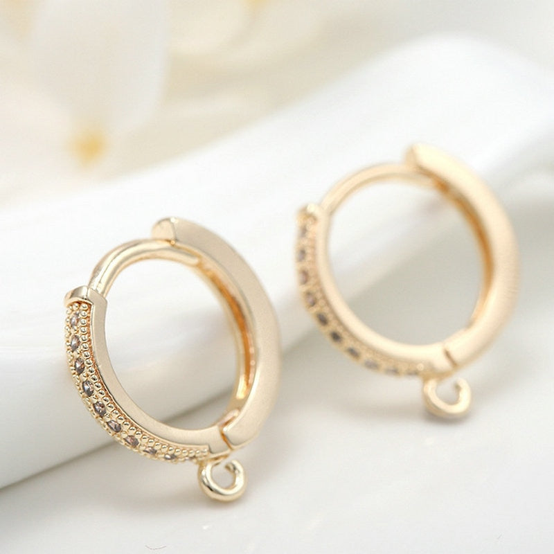 Hoop Hooks Earring 14k Gold Plated Inlaid Zircon - Orchid Unique