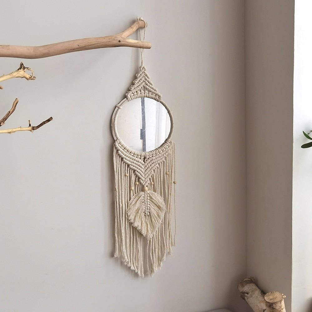 Boho-Macrame Mirror Wall - Orchid Unique  SPECIFICATIONS Shape: Round Material: Glass Default Title Boho-Macrame Mirror Wall SPECIFICATIONS Shape: Round Material: Glass (Store description)  4 3 90593704  (Store description) 14:201450482#Mirror M0814 Default Title Orchid  Decor