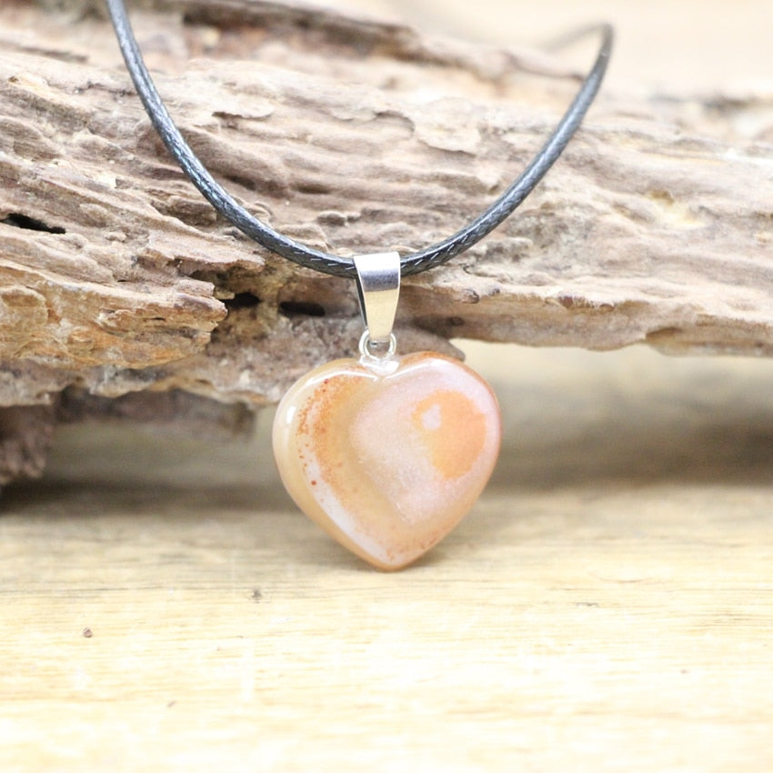 Natural Agates Quartz Heart Shape Pendant - Orchid Unique