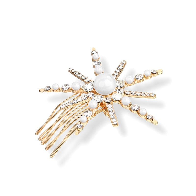 Fashion Star Rhinestone Pearl Hair Pin - Orchid Unique