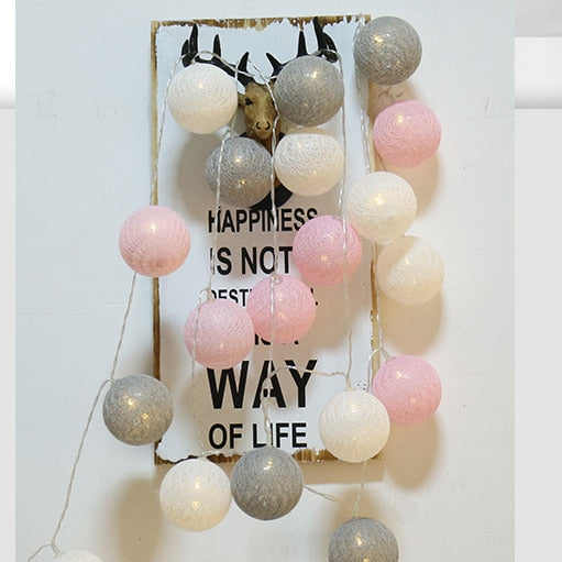3M 20 LEDS Cotton Ball Garlands Fairy Lights - Orchid Unique