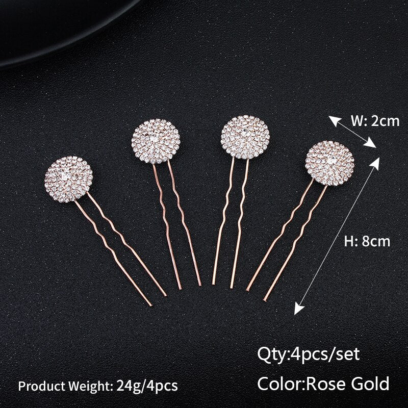 Efily Bridal Wedding Hair Accessories Rhinestone Hair Pins Forks for Women Pearl Hairpins Bride Headpiece Party Jewelry Gift - Orchid Unique