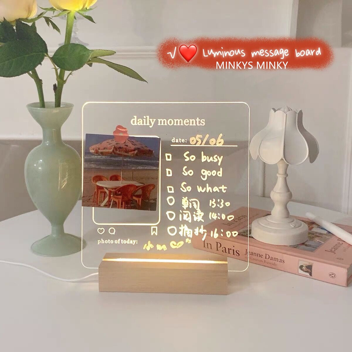 Memo Message Board Lamp - Orchid Unique