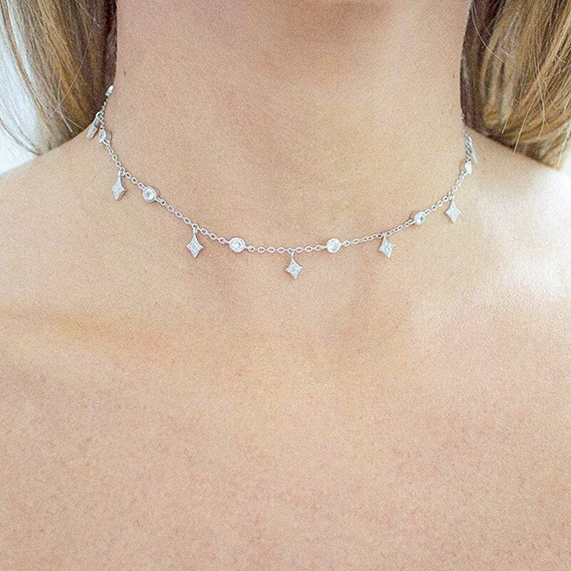 White Round Delicate Layer Choker Necklace - Orchid Unique