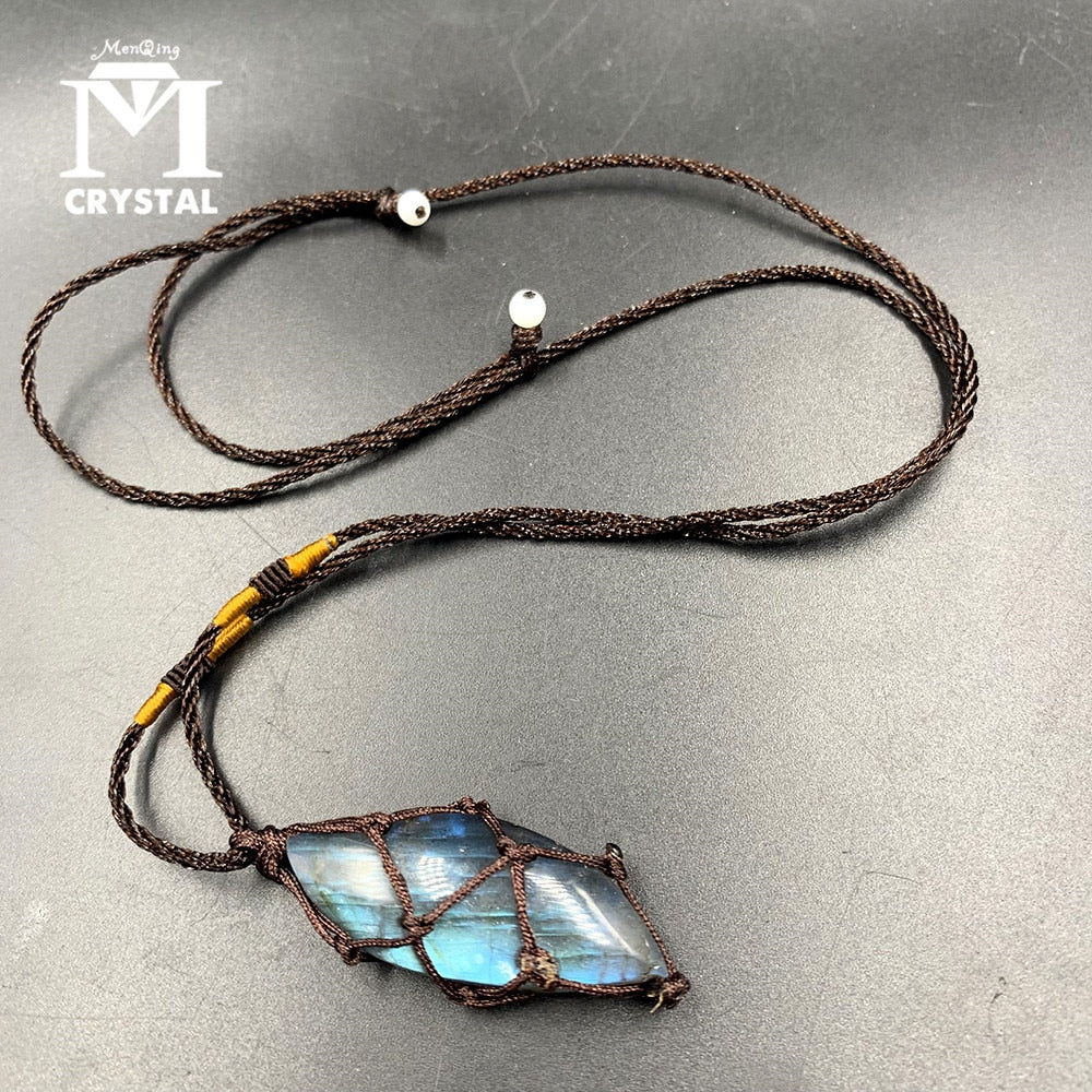 Natural Crystal Labradorite Stone Necklace - Orchid Unique