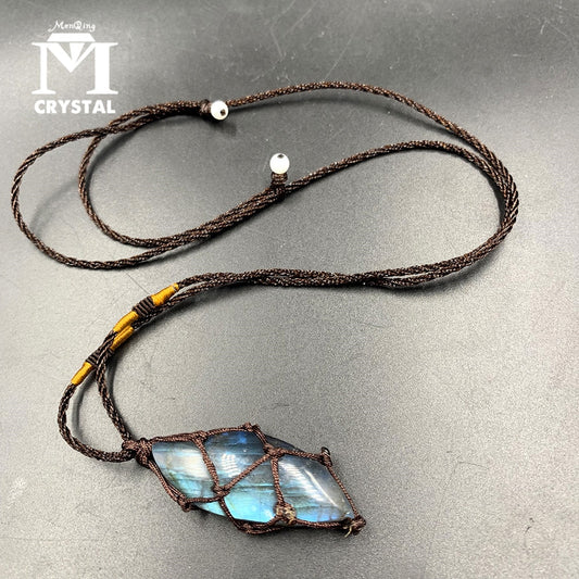 Natural Crystal Labradorite Stone Necklace - Orchid Unique