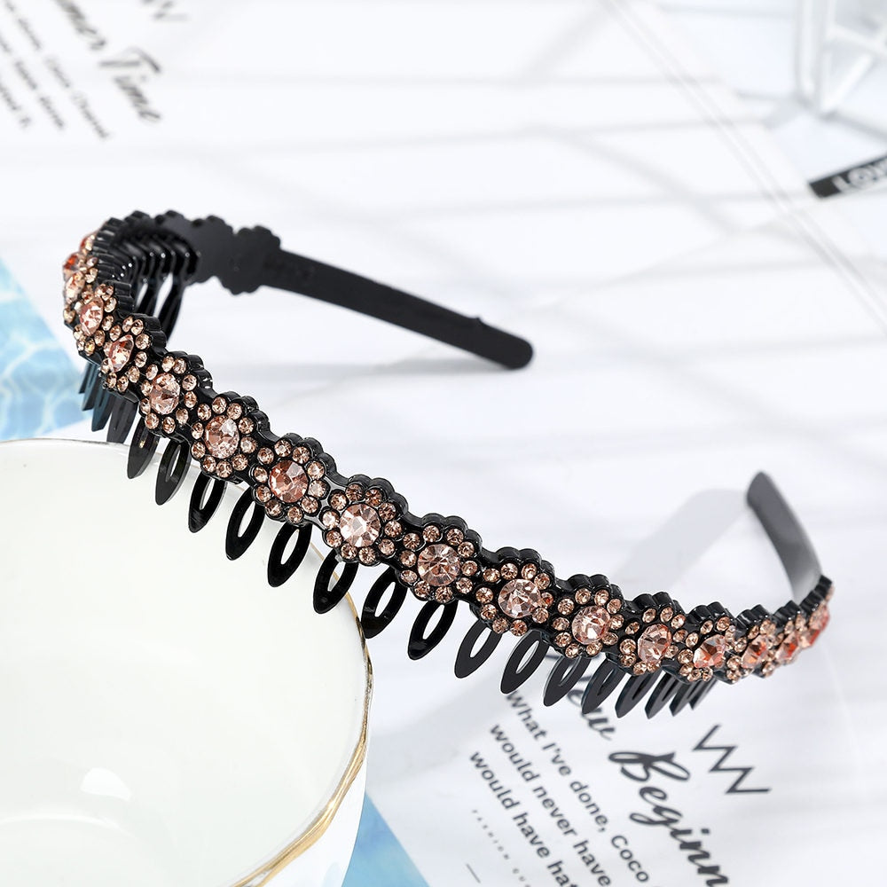 Hairbands Bezel Colorful Rhinestone - Orchid Unique