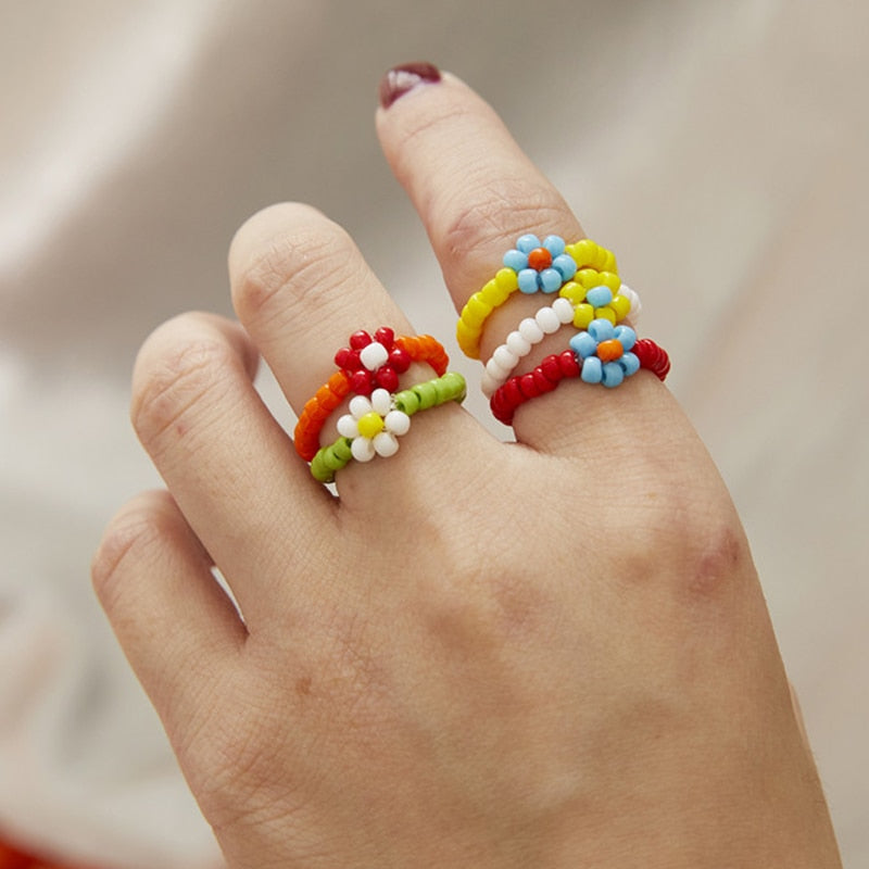 Colorful Bohemia Handmade Flower Ring - Orchid Unique