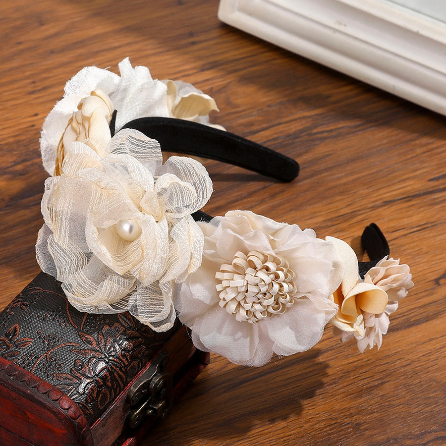 Haimeikang Colorful Flower Headband Fabric Princess Headdresses Girls Bride Headband Women Beach Wedding Hair Accessories - Orchid Unique