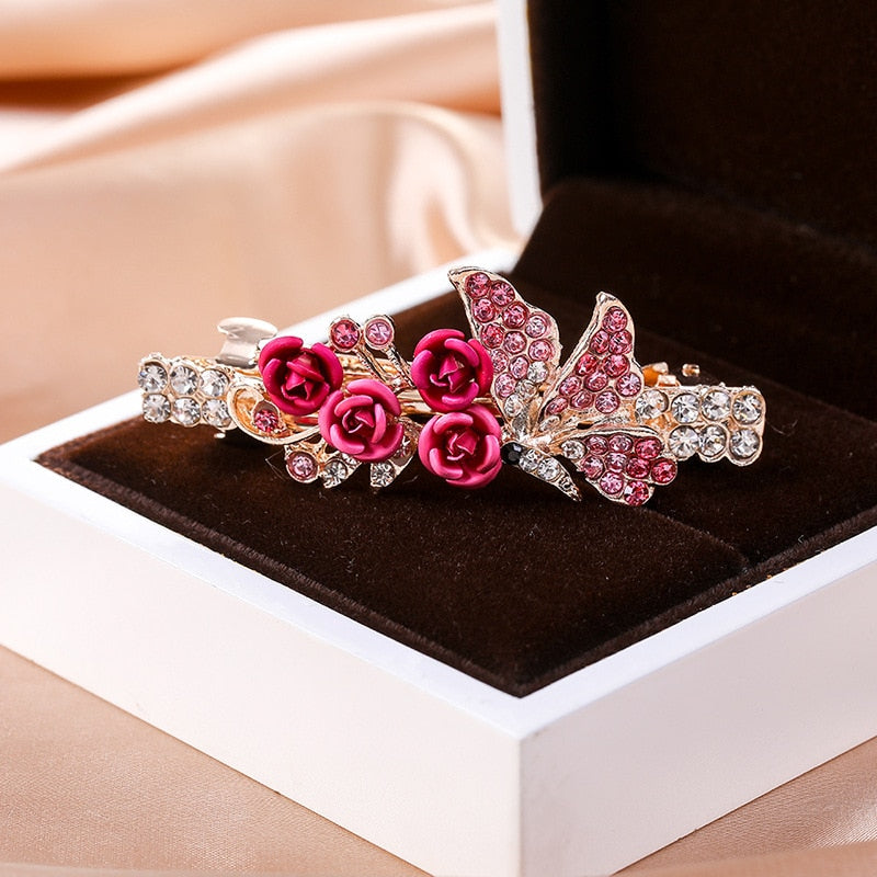 Crystalline rhinestone hairpin - Orchid Unique