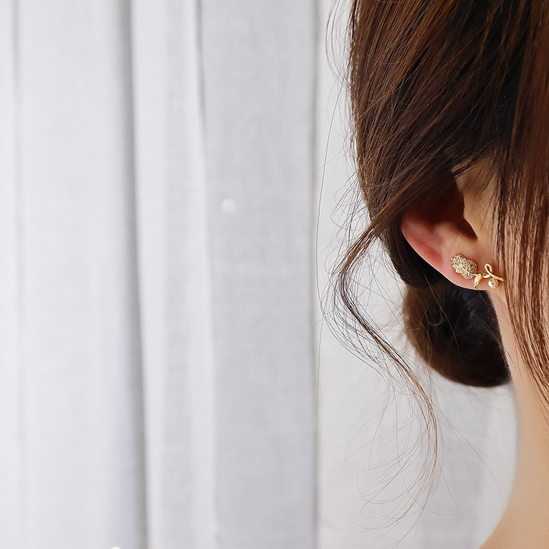 Trendy  Rose Flower Earring - Orchid Unique