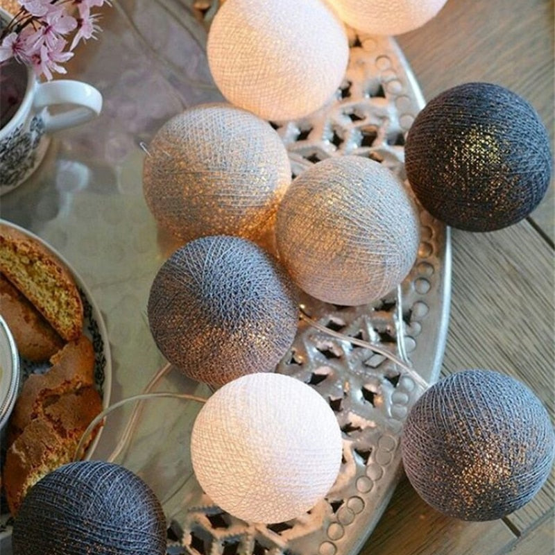 3M 20 LEDS Cotton Ball Garlands Fairy Lights - Orchid Unique