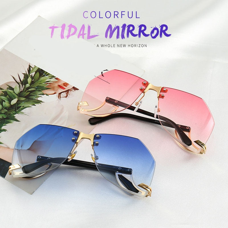 Irregular Rimless Sunglasses - Orchid Unique