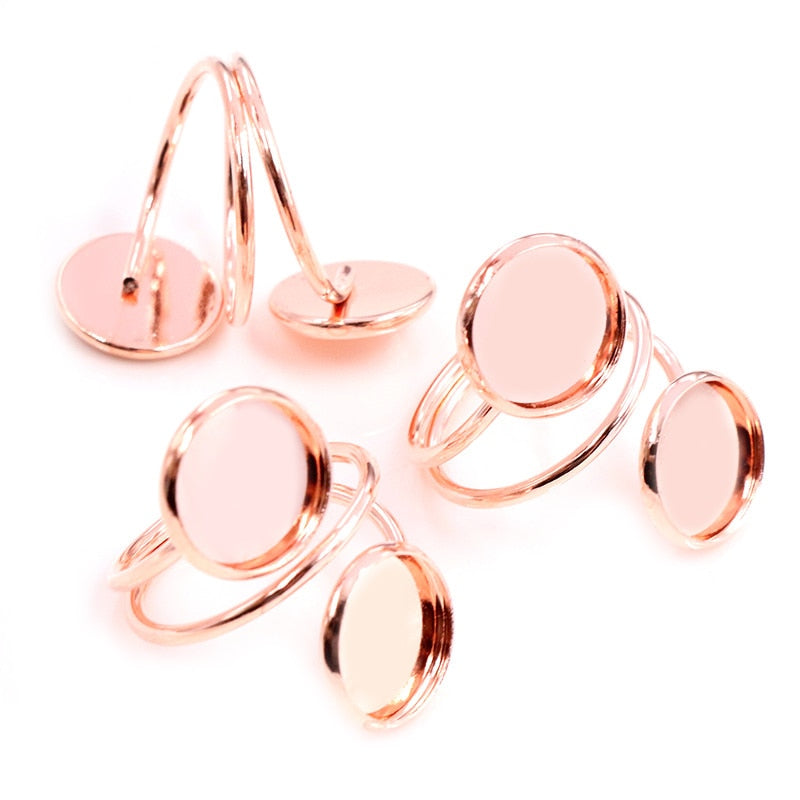 5pcs Silver Plated Ring Bezels - Orchid Unique