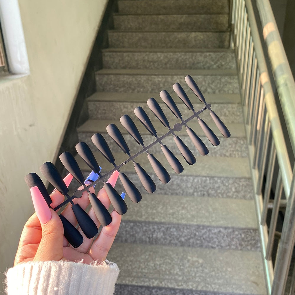 Matte Super Long Coffin False Nails - Orchid Unique