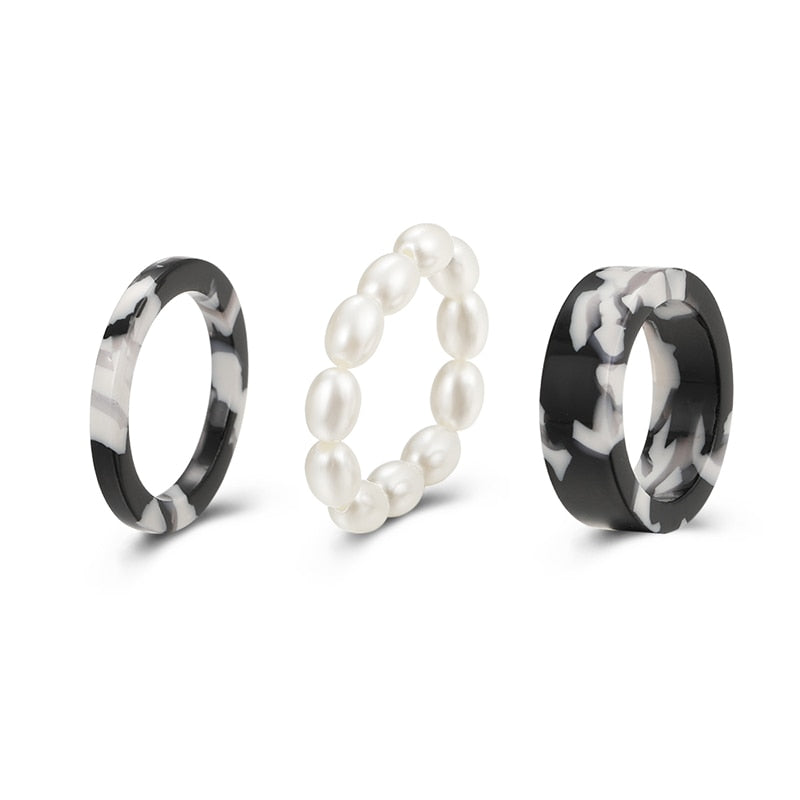 Colorful Transparent Resin Acrylic Rings Set - Orchid Unique