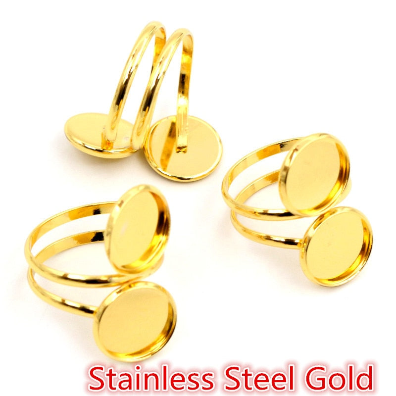 5pcs Silver Plated Ring Bezels - Orchid Unique