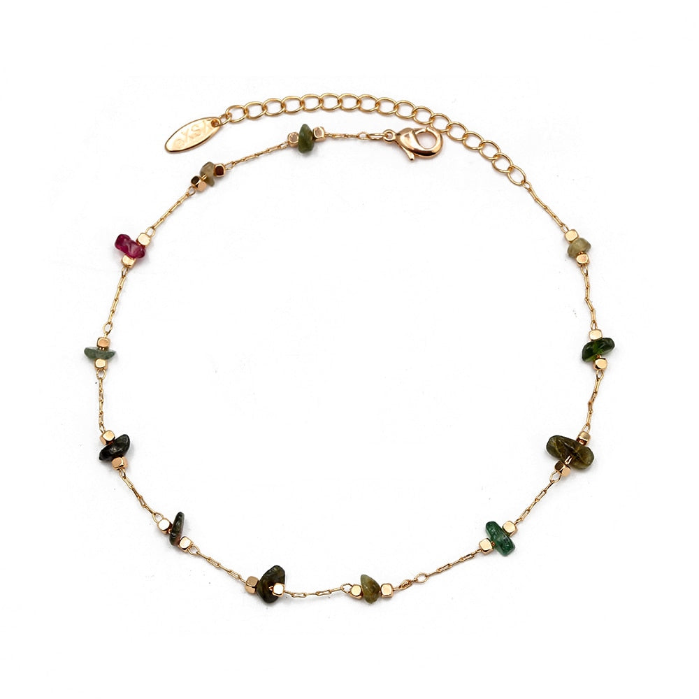 Lucky Eye Natural Stone Anklet - Orchid Unique