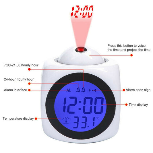 LCD Creative Projector Digital Alarm Clock - Orchid Unique