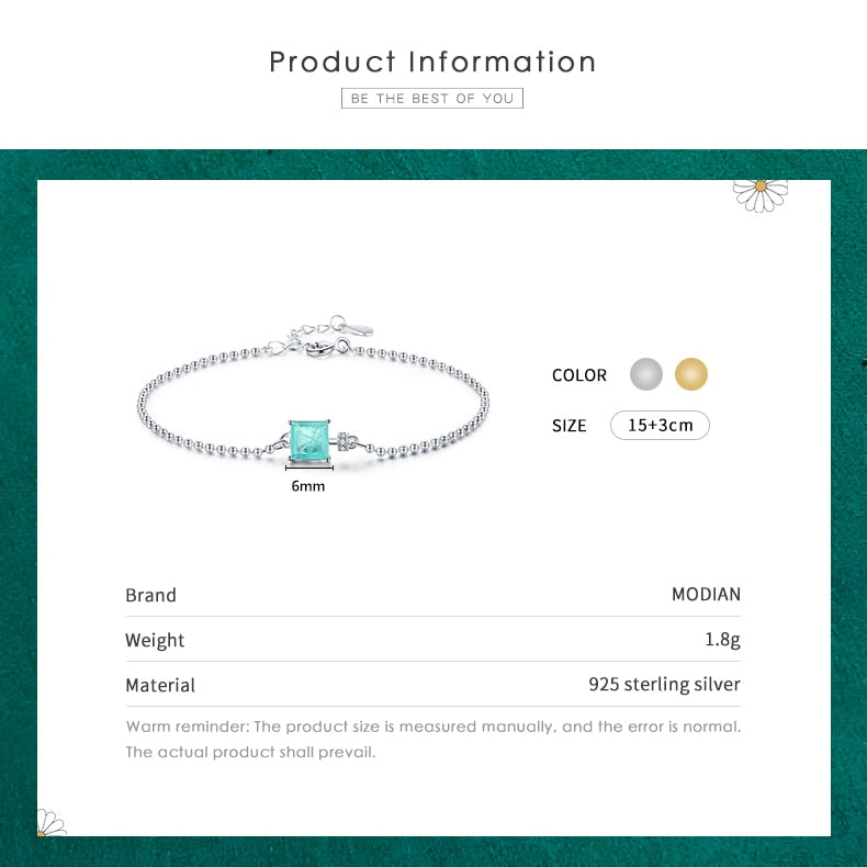 Square Tourmaline Beads Chain Bracelet - Orchid Unique