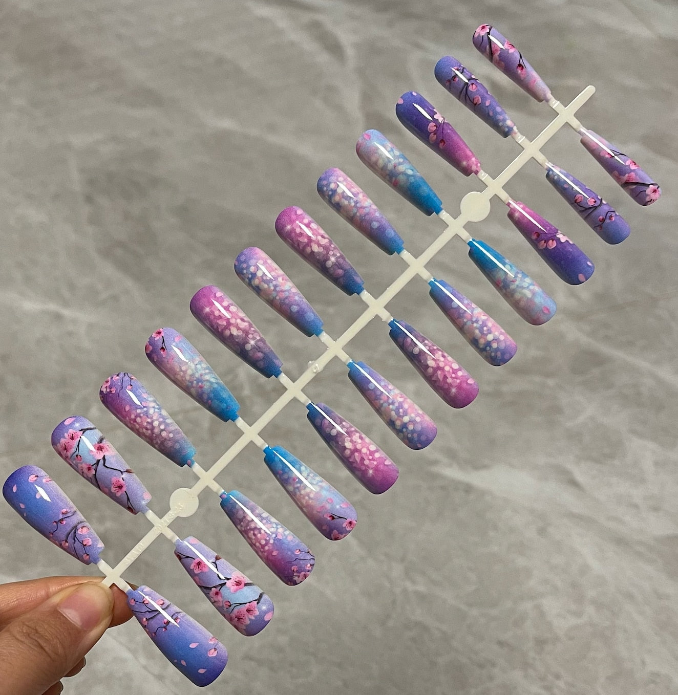 Long False Nails Tips - Orchid Unique