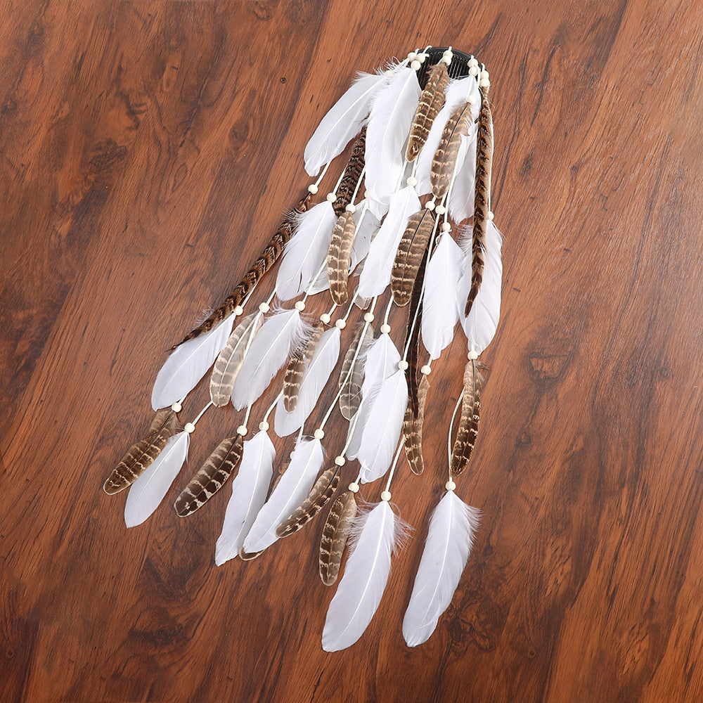 Levao Indian Festival Tassel Feather Hair Combs Hairpins for Women Hippie Headpiece Ethnic Head Band Hair Comb Clips Headwear - Orchid Unique