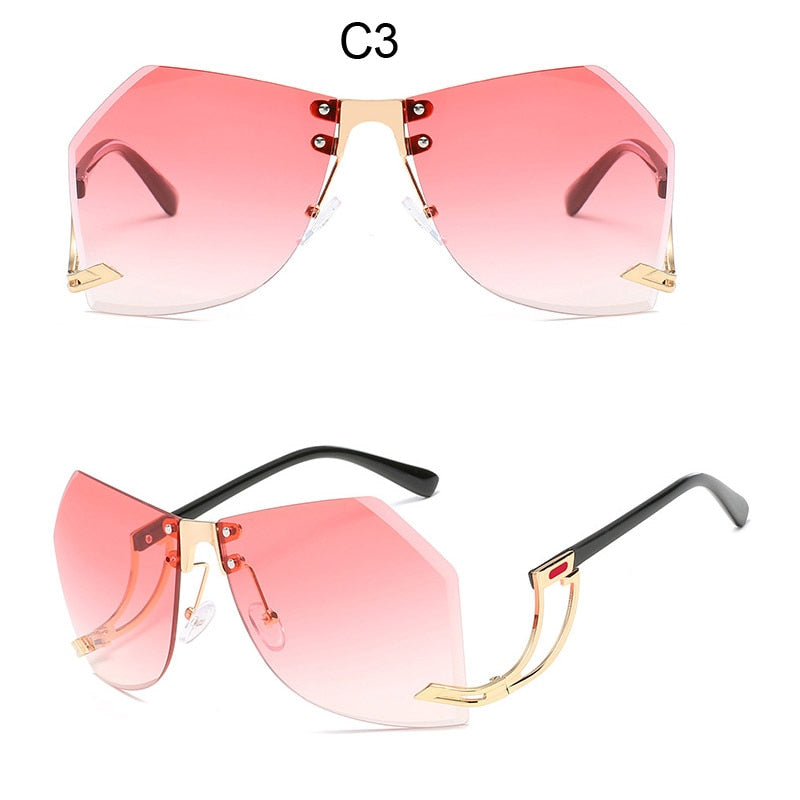 Irregular Rimless Sunglasses - Orchid Unique