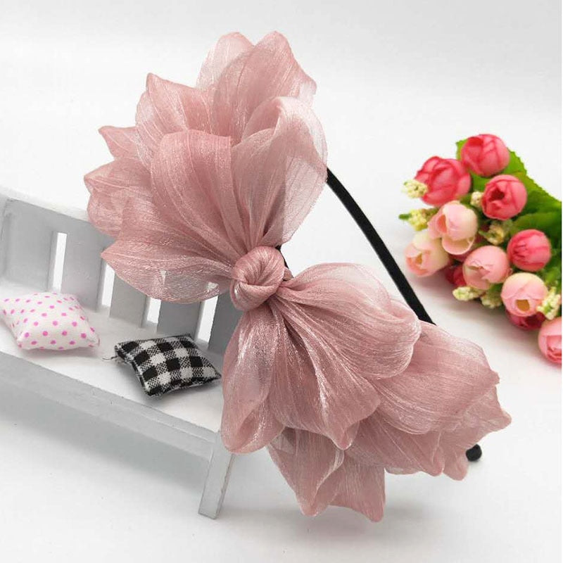 Big Bow Floral Shining Hair Band - Orchid Unique