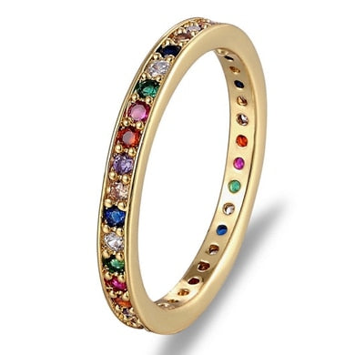 Top Quality Colorful Rainbow CZ Ring - Orchid Unique