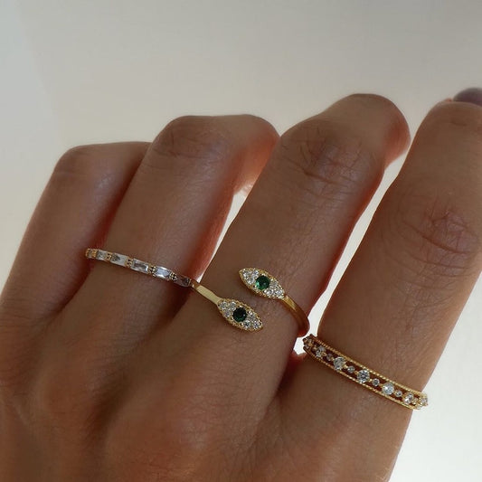 Green Eye Fashion gold Ring - Orchid Unique