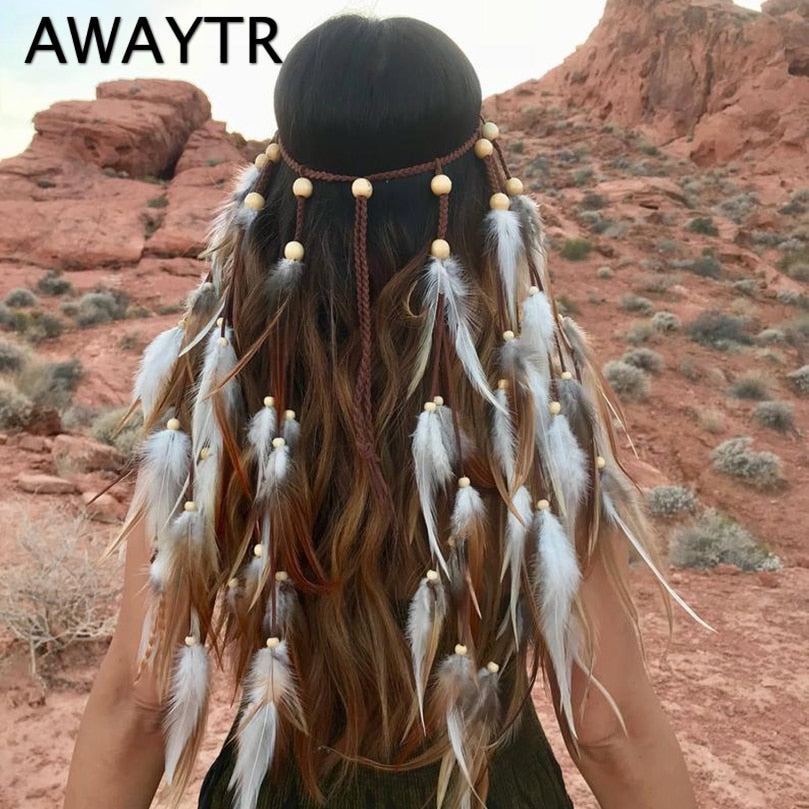 Festival Boho Feather Headband - Orchid Unique