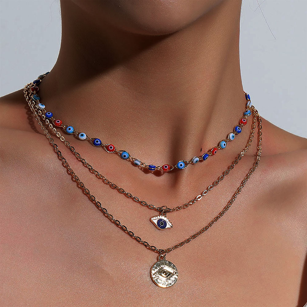 Turkish Evil Eyes Multilayer Necklaces - Orchid Unique